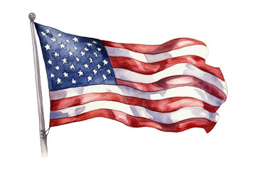 Watercolor USA Flag Clipart created with Generative AI Tools
