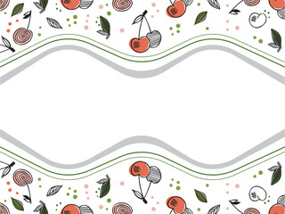 Colorful summer background horizontal banner design with fresh organic summer exotic tropical fruits on white background. Vector illustration in flat style for advertising, promotion, website header