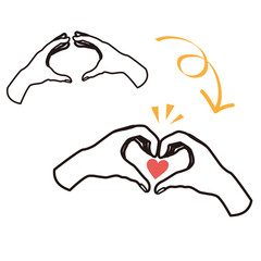 ハートのポーズのハンドサイン