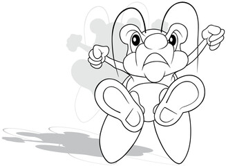 Drawing of Angry Housefly in a Jump