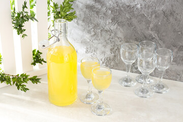 Concept of fresh summer drink - Limoncello cocktail