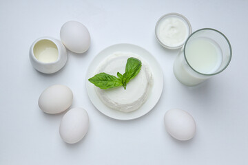Concept of tasty food - different dairy products