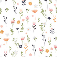 Seamless floral pattern in gentle pastel colors. Great for children's textiles and prints on paper.