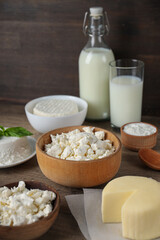 Concept of tasty food - different dairy products