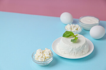 Concept of tasty food - different dairy products