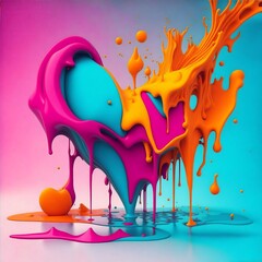 Colorful 3d liquid posters with balloon shapes splash