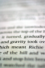 Book page - focus on word 'gravity'