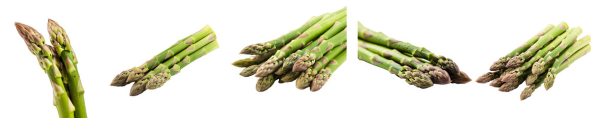 Set of asparagus isolated on transparent background	