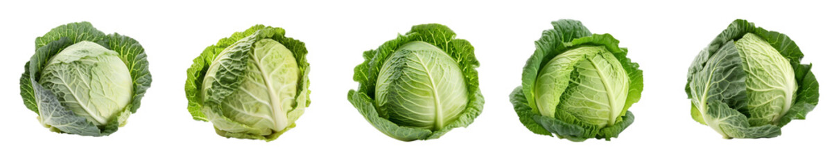 Fototapeta premium Set of cabbage isolated on transparent background 