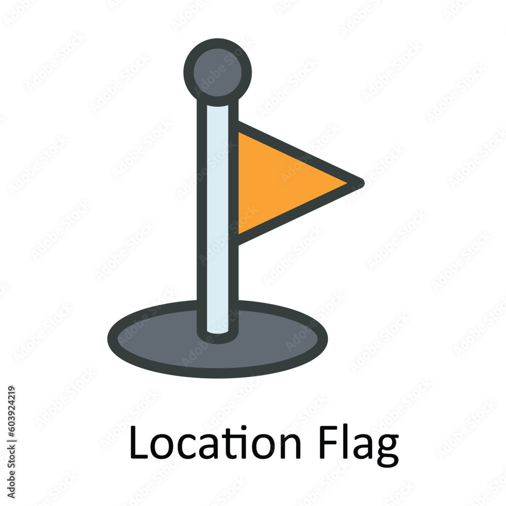 Poster location flag vector fill outline icon design illustration. location and map symbol on white backgro