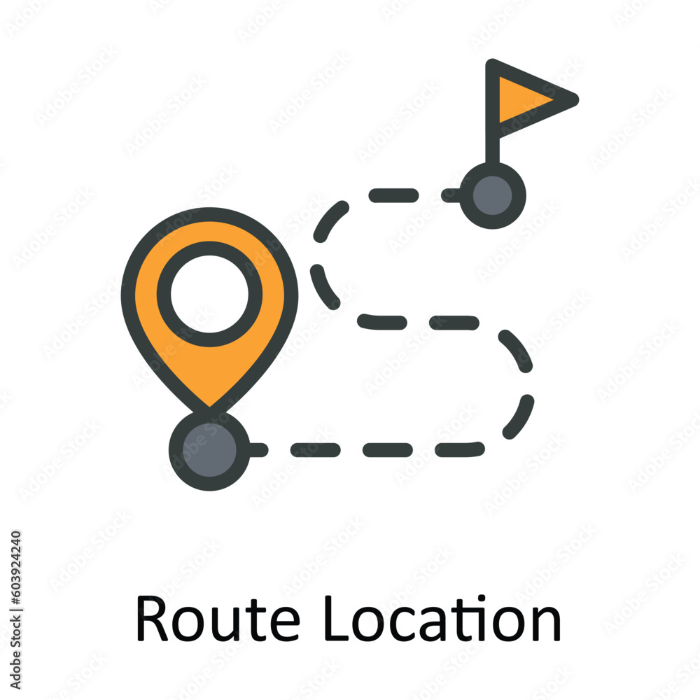 Poster route location vector fill outline icon design illustration. location and map symbol on white backgr