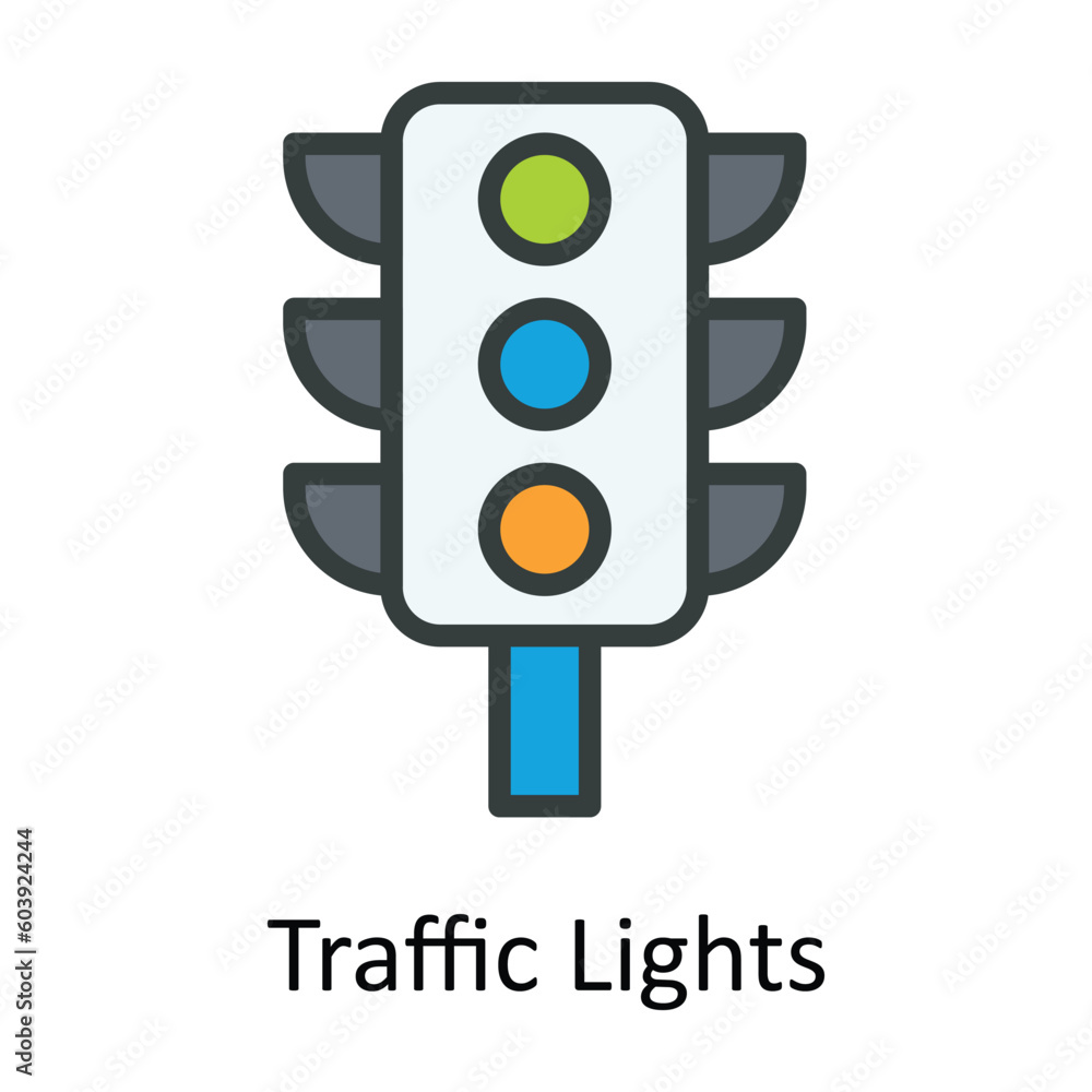Aufkleber traffic lights vector fill outline icon design illustration. location and map symbol on white backgr