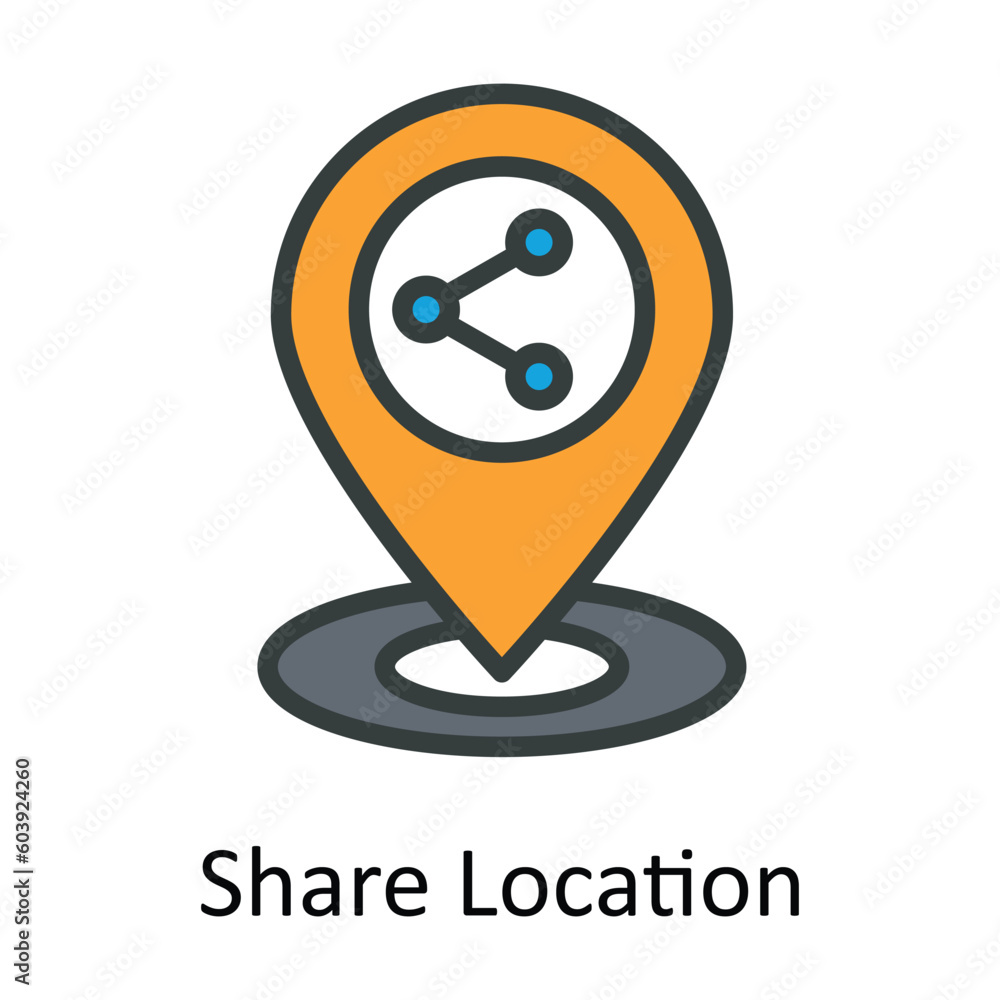 Poster share location vector fill outline icon design illustration. location and map symbol on white backgr