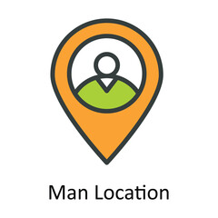 Man Location vector  Fill  outline Icon Design illustration. Location and Map Symbol on White background EPS 10 File