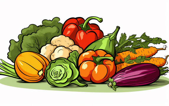 Vector images of Vegetables on white background