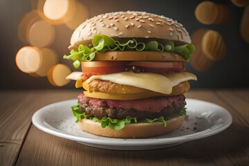 hamburger and fries generated by AI technology 
