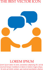 Businessman meeting bubble handshake simple isolated vector icon. Agreement symbol sign.