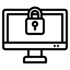 Computer security icon in line style, use for website mobile app presentation
