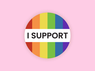 lgbt support sticker with rainbow flag. Vector