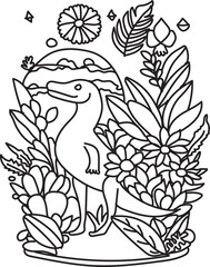 Dinosaur line art for kids coloring books 