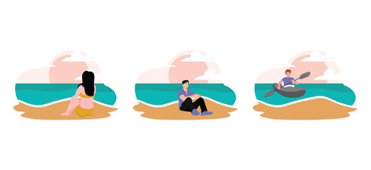 Fototapeta premium Flat Bundle Weekend Activity Design Illustration