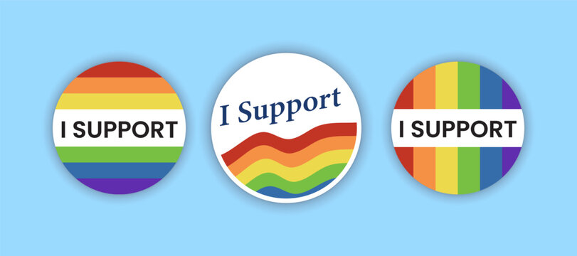 lgbt support sticker with rainbow flag. Vector