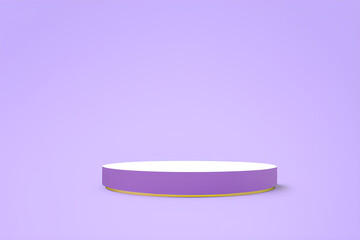 Purple Round Product Podium Isolated On Purple Background