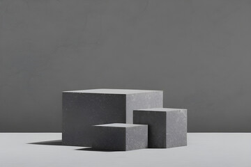 Square Product Podiums Isolated On Grey Background