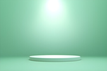 White Product Podium Isolated On Pastel Green Background