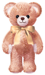 Bear_Beige cute teddy bear_With ribbon_Facing straight forward