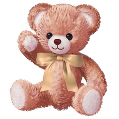 Bear_beige cute teddy bear_with ribbon_sitting