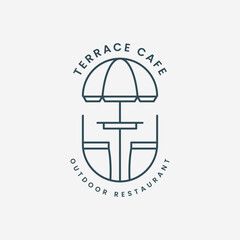 terrace cafe logo line art vector illustration template design. street cafe, restaurant outdoor icon