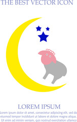 Sheep, moon and stars vector icon eps 10. Eid mubarak symbol.
