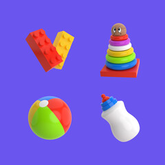 toys icon illustration, 3d rendering