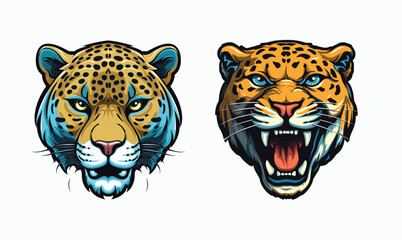 Jaguar mascot faces roaring vector illustation logo - obrazy, fototapety, plakaty