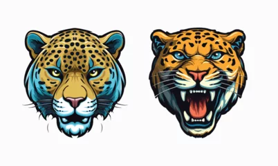 Foto op Plexiglas Jaguar mascot faces roaring vector illustation logo © vector