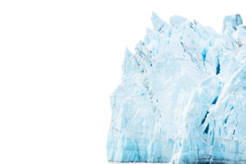 Transparent ice glaciers melting with no background. Sunny melting glacial ice Atlantic Ocean Greenland.	
