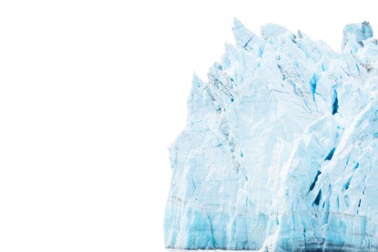 Transparent ice glaciers melting with no background. Sunny melting glacial ice Atlantic Ocean Greenland.	
