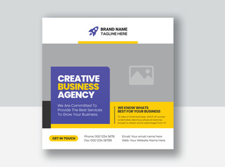 Digital Marketing Agency Online Webinar Social Media Post Design | Corporate Business Promotion Social Media Web Banner, Square Flyer Unique Design Template