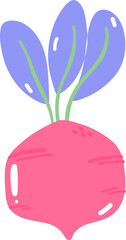 Cute colorful beetroot radish vegetable organic simple flat vector