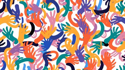 Abstract illustration of colorful hands representing a diverse personality concept. The beauty of individual differences, expressing the richness and variety of human characters. Generative AI
