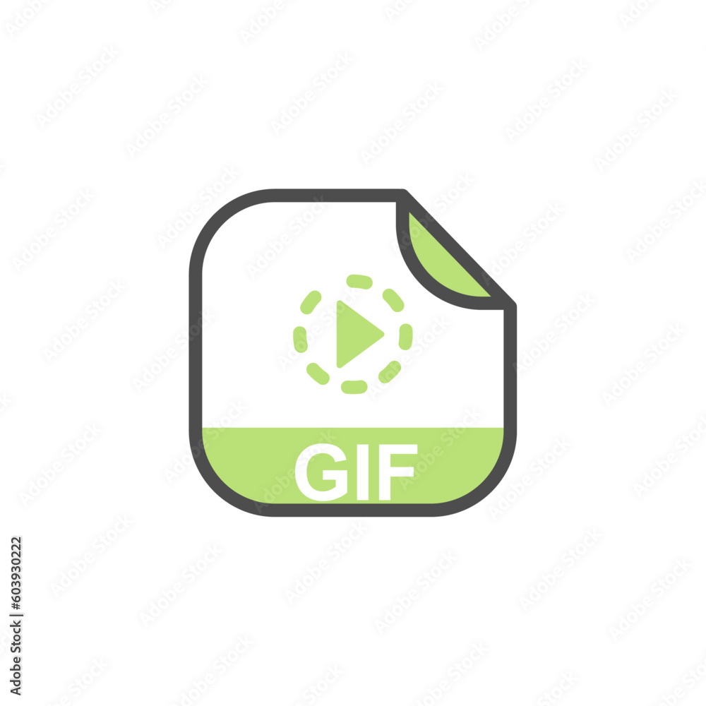 Poster gif file extension, rounded square icon with symbol - format extension icon vector illustration.
