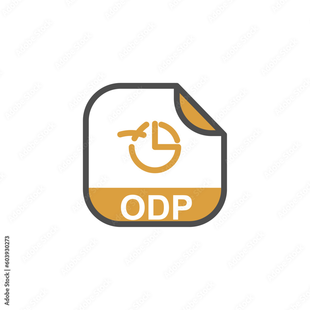 Poster odp file extension, rounded square icon with symbol - format extension icon vector illustration.