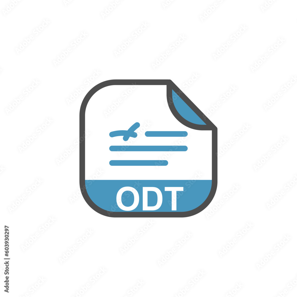 Aufkleber odt file extension, rounded square icon with symbol - format extension icon vector illustration.