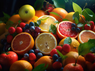 Vitamin C-rich fruits. Created with generative AI technology.