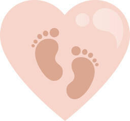 Baby's footprint inside a loving heart illustration graphic icon with transparent background