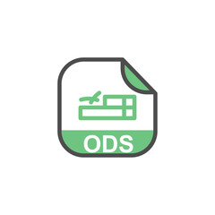 ODS File Extension, Rounded Square Icon with Symbol - Format Extension Icon Vector Illustration.