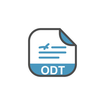 ODT File Extension, Rounded Square Icon with Symbol - Format Extension Icon Vector Illustration.