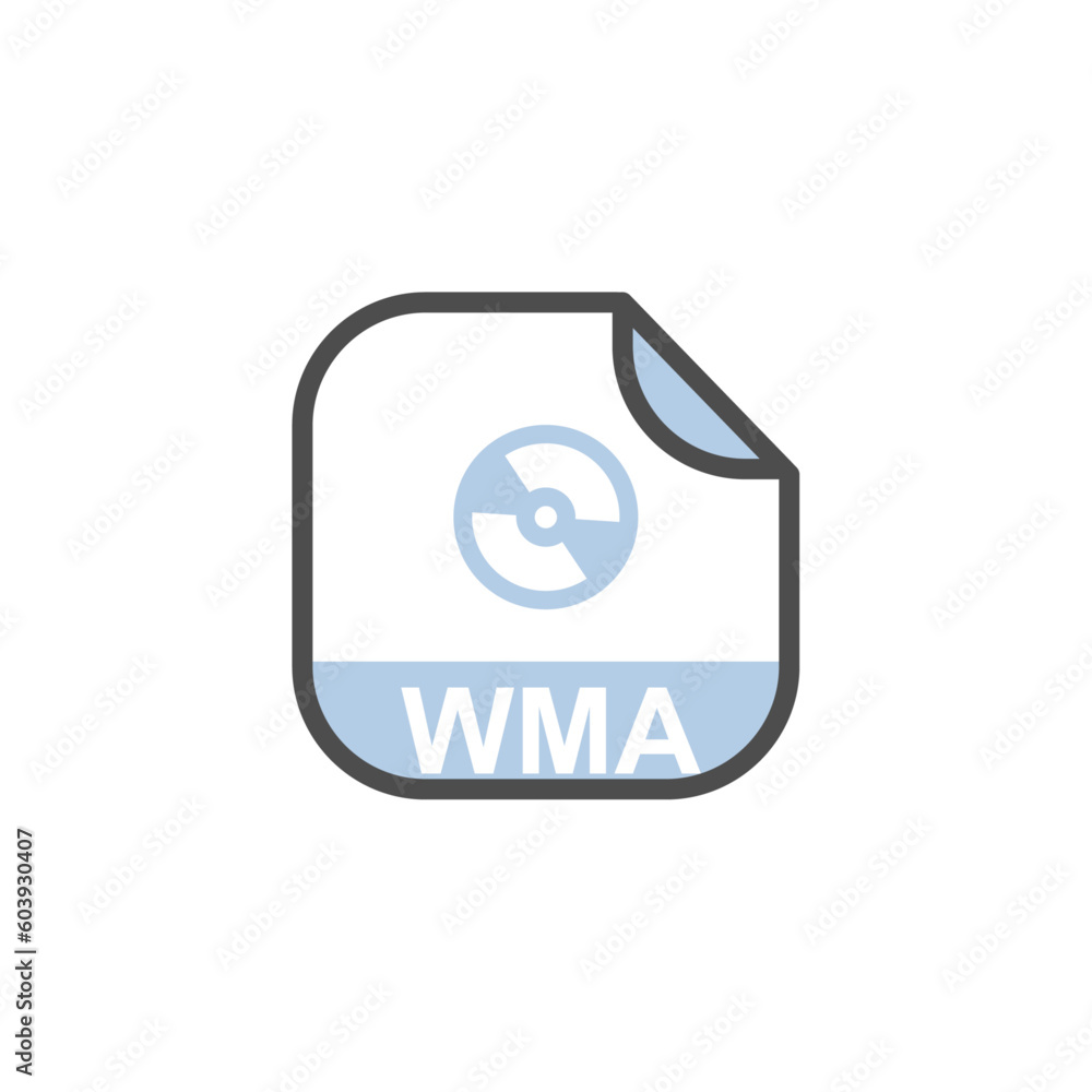 Poster wma file extension, rounded square icon with symbol - format extension icon vector illustration.