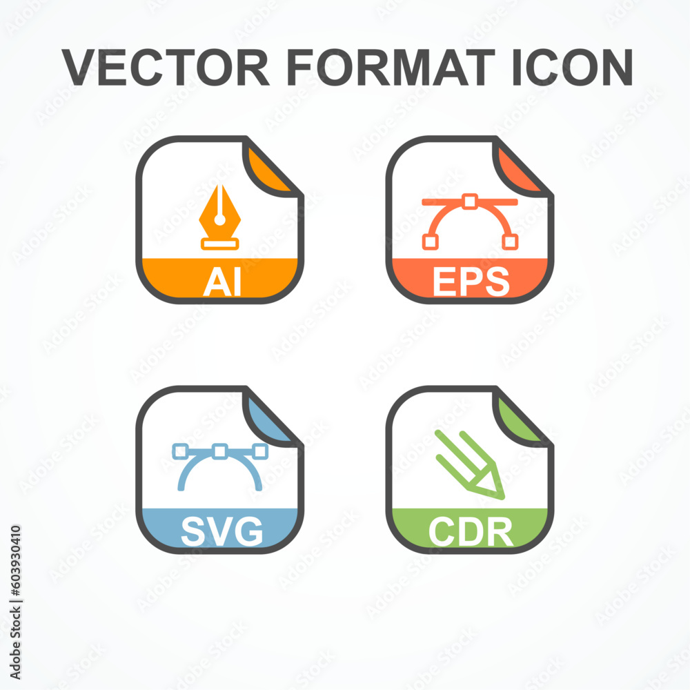 Poster set of vector format with symbol rounded square icon. format extension icon vector illustration.